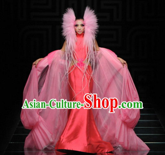 Asian Chinese Fashion Custom Tailored Custom Make Made to Order Chinese Style Fantasy Custom Made Professional Stage Performance Costumes and Hair Decoration Headwear Complete Set