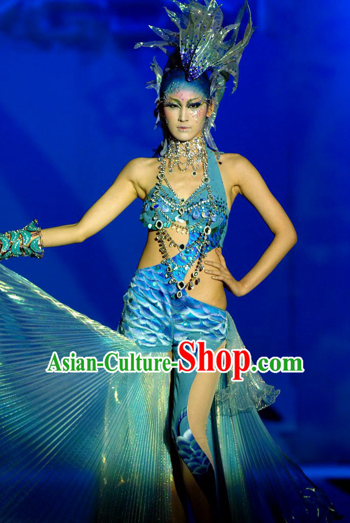 Asian Chinese Fashion Custom Tailored Custom Make Made to Order Chinese Style Fantasy Custom Made Professional Stage Performance Costumes and Hair Decoration Headwear Complete Set