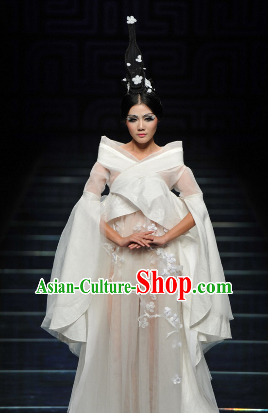 Asian Chinese Fashion Custom Tailored Custom Make Made to Order Chinese Style Fantasy Custom Made Professional Stage Performance Costumes and Hair Decoration Headwear Complete Set