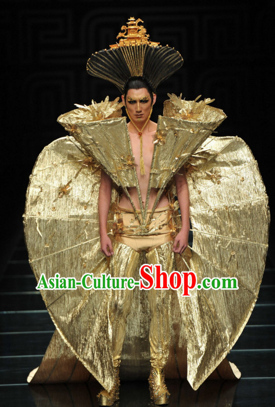 Asian Chinese Fashion Custom Tailored Custom Make Made to Order Chinese Style Fantasy Custom Made Professional Stage Performance Costumes and Hair Decoration Headwear Complete Set