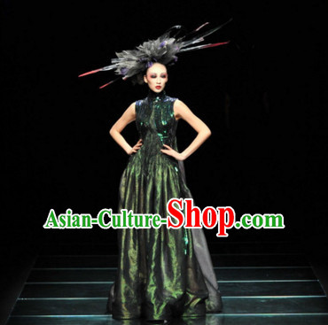 Asian Chinese Fashion Custom Tailored Custom Make Made to Order Chinese Style Fantasy Custom Made Professional Stage Performance Costumes and Hair Decoration Headwear Complete Set