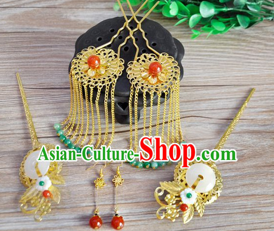 Chinese Traditional Ancient Imperial Hair Sticks Hair Ornaments Chopsticks Gold Hair Pins Hairsticks Oriental Asian Head Jewellery Hair Clips Hair pIeces Hair Style