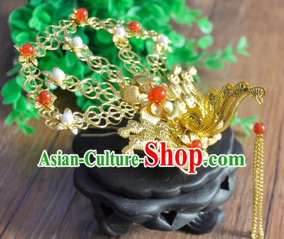 Chinese Traditional Ancient Imperial Hair Sticks Hair Ornaments Chopsticks Gold Hair Pins Hairsticks Oriental Asian Head Jewellery Hair Clips Hair pIeces Hair Style