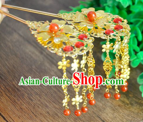 Chinese Traditional Ancient Imperial Hair Sticks Hair Ornaments Chopsticks Gold Hair Pins Hairsticks Oriental Asian Head Jewellery Hair Clips Hair pIeces Hair Style