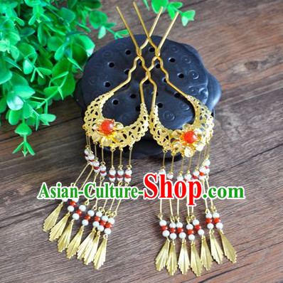 Chinese Traditional Ancient Imperial Hair Sticks Hair Ornaments Chopsticks Gold Hair Pins Hairsticks Oriental Asian Head Jewellery Hair Clips Hair pIeces Hair Style