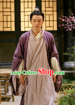 Ancient Chinese Wuxia Drama Knight Clothes Complete Set for Men