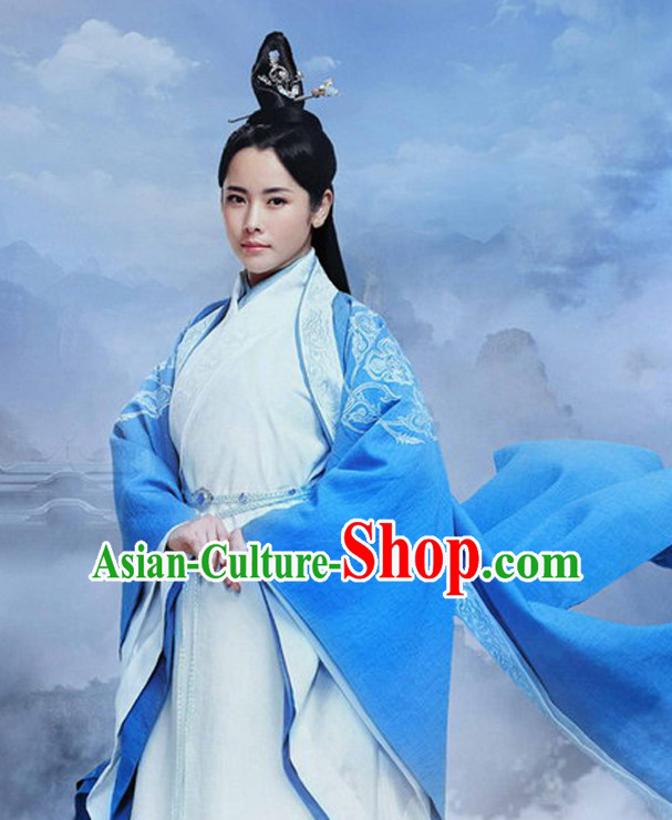 Ancient Chinese Fairy Clothing and Hair Jewelry Complete Set for Women