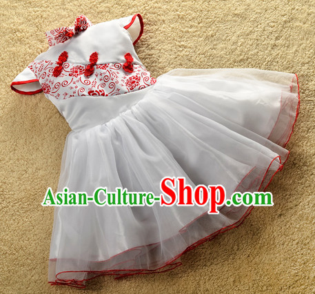 Red Traditional Chinese Classical Group Dance Dancing Costumes Complete Set for Girls