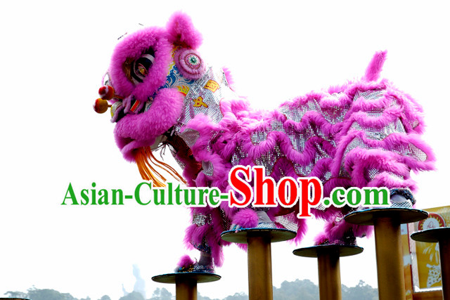 Purple Top Chinese Traditional Lion Dance Costumes Complete Set