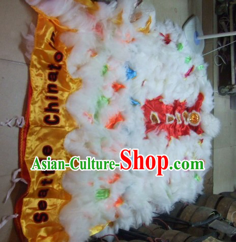 Chinese Traditional 100_ Natural Long Wool Lion Dancing Tail Pants Claws Set