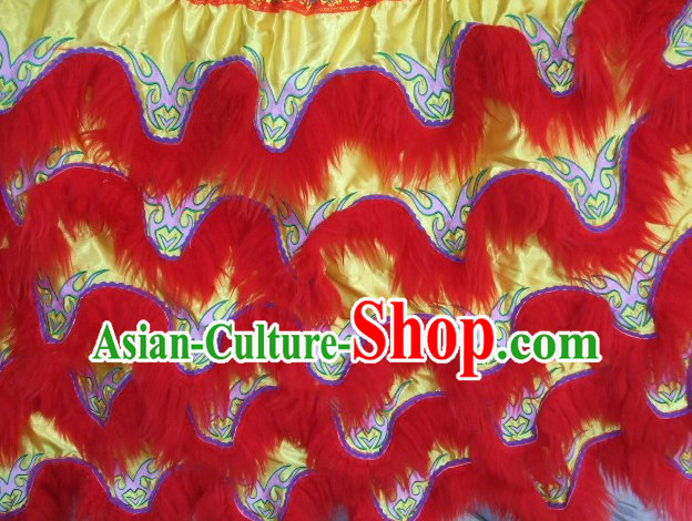 Chinese Traditional 100_ Natural Long Wool Lion Dancing Embroidered Body Costumes Pants Claws Set