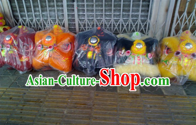 Top Teenagers Chinese Classical 100_ Natural Long Wool Fut San Lion Dance Costume Complete Set