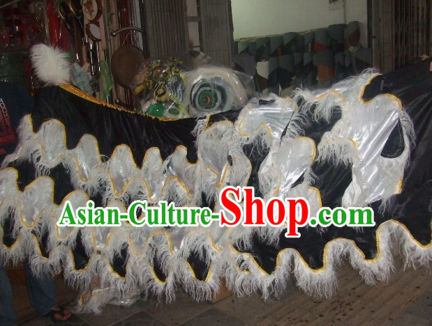 Chinese Traditional 100_ Natural Long Wool Lion Dance Body Costumes Pants Claws Set