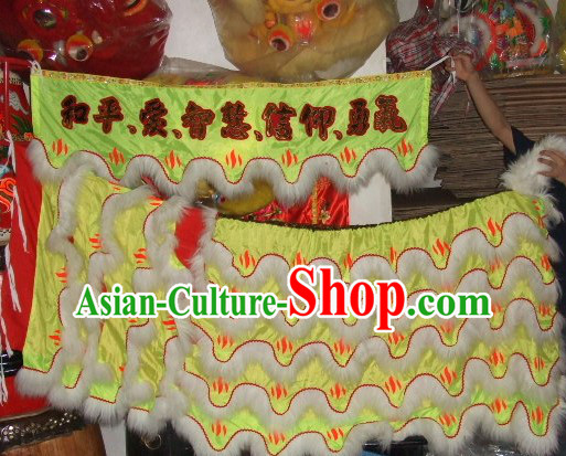 Chinese Traditional 100_ Natural Long Wool Lion Dance Body Costume Pants Claws Set