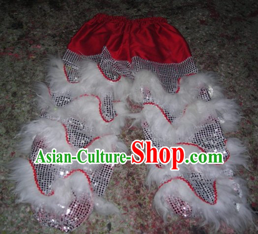 Chinese Traditional 100_ Natural Long Wool Lion Dance Pants Claws Set