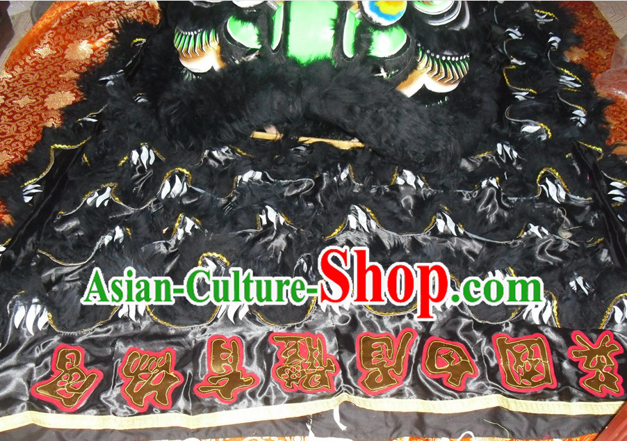 Black Color Top Asian Chinese Lion Dance Troupe Performance Suppliers Pants Equipments Art Instruments Lion Tail Costumes Set