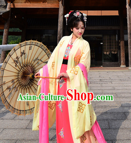 Ancient Chinese Clothing Dress Garment and Hair Accessories Complete Set for Women