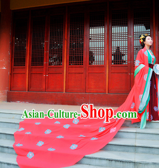 Ancient Chinese Clothing Dress Garment and Hair Accessories Complete Set for Women