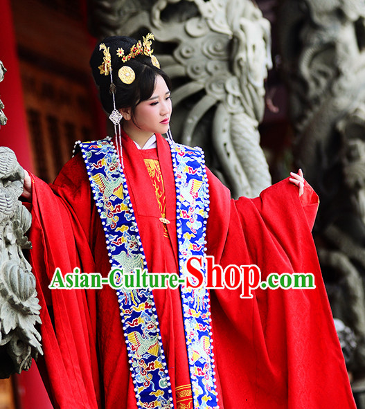 Ancient Chinese Clothing Dress Garment and Hair Accessories Complete Set for Women