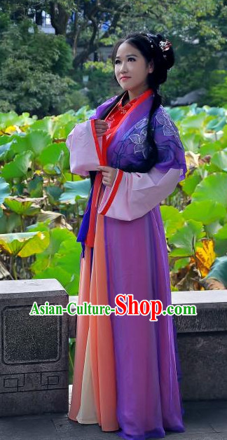 Ancient Chinese Clothing Dress Garment and Hair Accessories Complete Set for Women