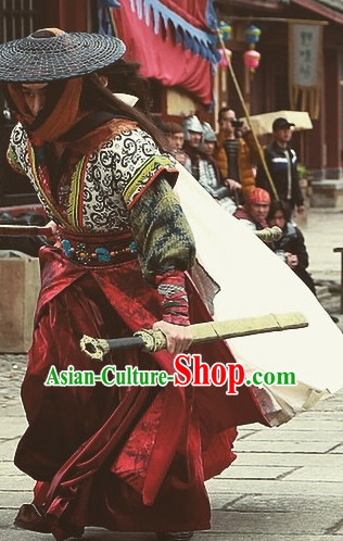 Ancient Chinese Mysterious Knight Costumes Garments Complete Set for Men