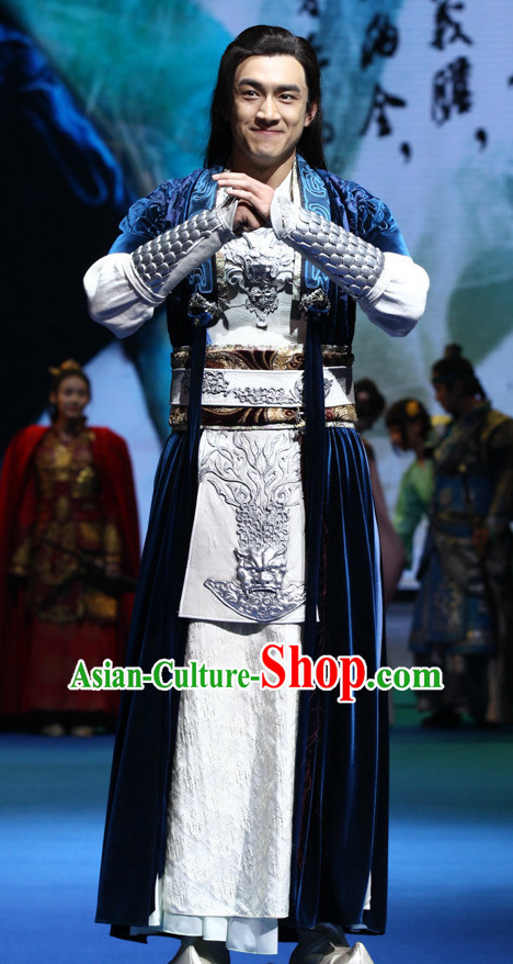 Ancient Chinese Superhero Zhao Zilong Costume Garments Complete Set for Men