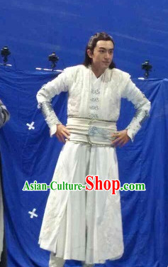 Ancient Chinese Superhero Zhao Zilong Fighter Costumes Garments Complete Set for Men