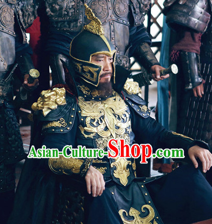 Ancient Chinese Superhero Emperor Fighter Body Armor Costumes Garments Complete Set for Men