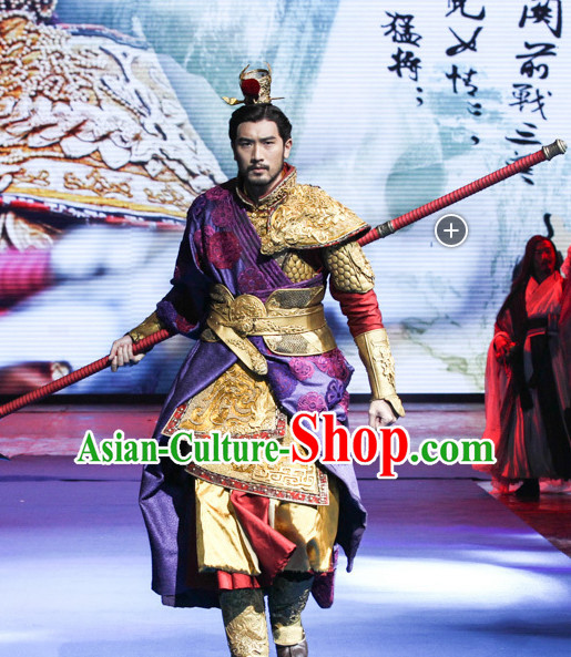 Ancient Chinese Emperor Body Armor Costumes Hanfu Dresses Complete Set for Men