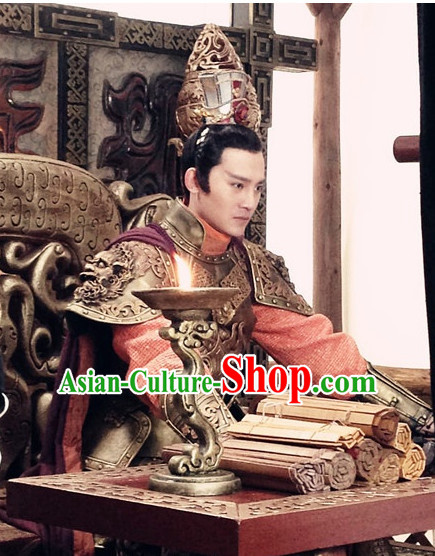 Ancient Chinese Emperor Body Armor Costumes Hanfu Dresses Complete Set for Men