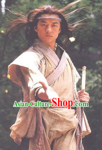 Ancient Chinese Xiao Ao Jiang Hu TV Drama Ling Hucheng Superhero Costumes Complete Set for Men