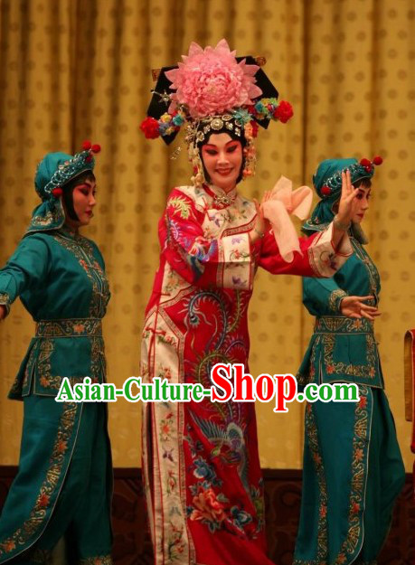 Chinese Beijing Opera Empress Costume and Hair Accessories Complete Set for Women