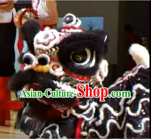 Chinese Classical Style Black Fut San Lion Dance Equipment Complete Set