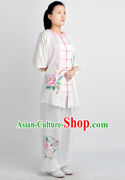 Chinese Classical Style Martial Arts Summer Wear Kung Fu Embroidered Uniforms