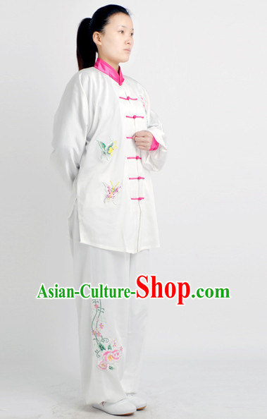 Chinese Traditional Style Martial Arts Summer Wear Kung Fu Embroidered Uniforms for Men Women Children