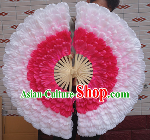 Peacock Shape Peony Flower Eight Layers Dance Fan