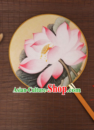Chinese Traditional Classic Handmade Lotus Gong Shan Palace Fan Round Fan Mandarin Fan Dance Fan