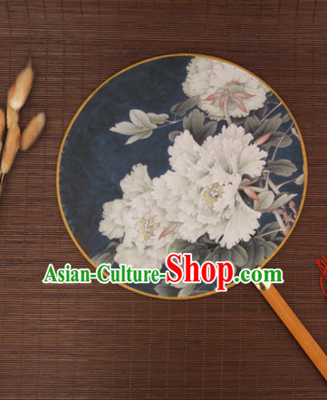 Ancient Chinese Classic Handmade Flower Palace Fan Round Fan Mandarin Fan Gong Shan Dance Fan