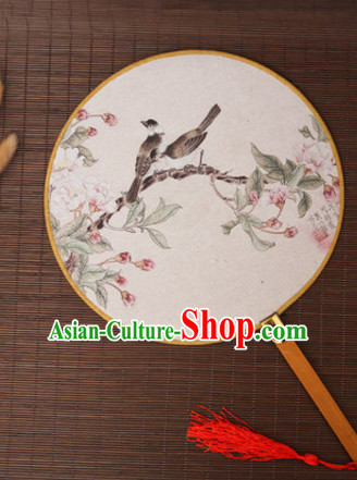 Ancient Chinese Classic Handmade Birds Palace Fan Round Fan Mandarin Fan Gong Shan Dance Fan