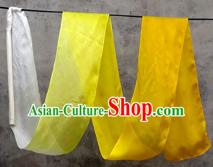 Top 3 Meters Pure Silk White to Yellow Color Changing Colr Change Dance Ribbon Dancing Ribbons