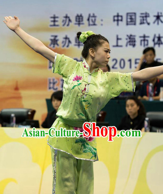 Top Kung Fu Competition Championship Uniforms Pants Suit Taekwondo Apparel Karate Suits Attire Robe Championship Costume Chinese Kungfu Jacket Wear Dress Uniform Clothing Taijiquan Shaolin Chi Gong Taichi Suits for Men Women Kids