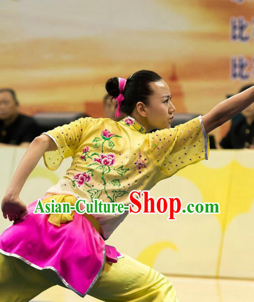 Top Kung Fu Competition Championship Uniforms Pants Suit Taekwondo Apparel Karate Suits Attire Robe Championship Costume Chinese Kungfu Jacket Wear Dress Uniform Clothing Taijiquan Shaolin Chi Gong Taichi Suits for Men Women Kids