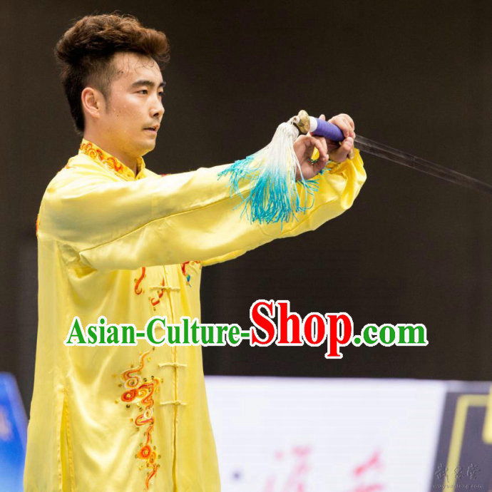 Top Kung Fu Competition Championship Uniforms Pants Suit Taekwondo Apparel Karate Suits Attire Robe Championship Costumes for Men Women Children