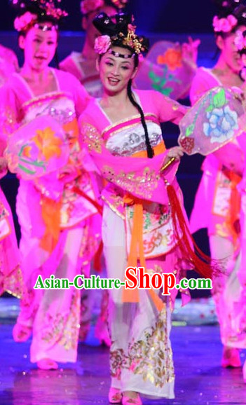 Chinese Classical Dancing Outfits Dancewear Costumes Dancer Costumes Girls Dance Costumes Chinese Dance Clothes Traditional Chinese Clothes and Headwear Complete Set