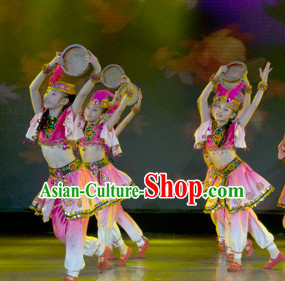 Chinese Traditional Xinijang Dance Dress Dancewear Costumes Dancer Costumes Dance Costumes Chinese Dance Clothes Traditional Chinese Clothes Complete Set for Kids