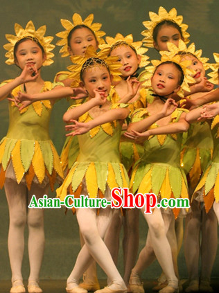 Chinese Stage Sunflower Dancing Dancewear Costumes Dancer Costumes Dance Costumes Chinese Dance Clothes Traditional Chinese Clothes Complete Set for Women Kids