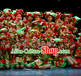 Chinese Ethnic Stage Dancing Dancewear Costumes Dancer Costumes Dance Costumes Chinese Dance Clothes Traditional Chinese Clothes Complete Set for Women Kids