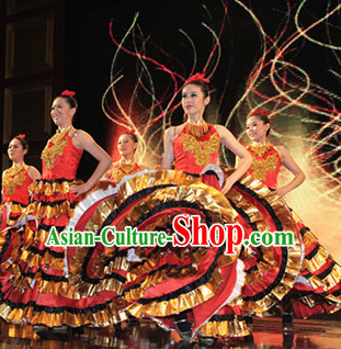 Chinese Stage Ethnic Minority Dancing Dancewear Costumes Dancer Costumes Dance Costumes Chinese Dance Clothes Traditional Chinese Clothes Complete Set for Women Kids