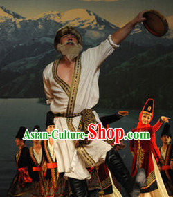 Chinese Stage Ethnic Minority Dancing Dancewear Costumes Dancer Costumes Dance Costumes Chinese Dance Clothes Traditional Chinese Clothes Complete Set for Men Kids