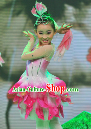 Chinese Stage Dancing Dancewear Lotus Costumes Dancer Costumes Dance Costumes Chinese Dance Clothes Traditional Chinese Clothes Complete Set for Women Kids